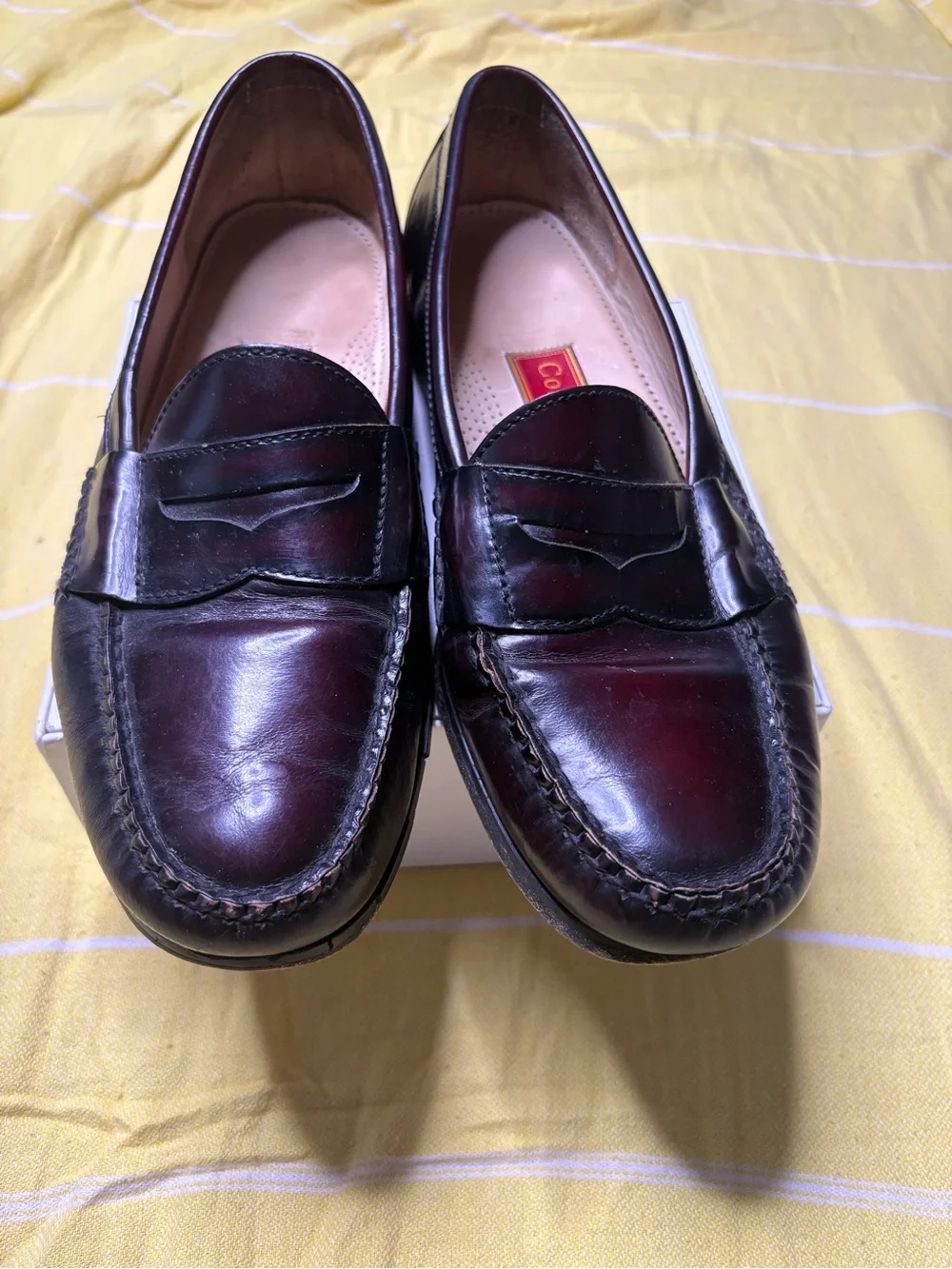 Cole Haan City Men's Cordovan Burgundy/Brown Classic Leather Penny Loafers